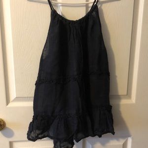 Calypso navy blue flowy tank